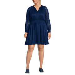 Women's Plus Size Chiffon Clip Dot Dress