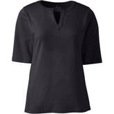 Women's Cotton Polyester Modern Half Sleeve Splitneck