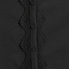 Women's 3/4 Sleeve Slub V-neck Lace Trim Top