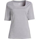Women's Plus Size Elbow Sleeve Ponte Square Neck Top