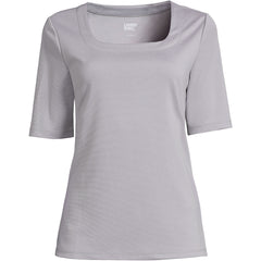 Women's Plus Size Elbow Sleeve Ponte Square Neck Top