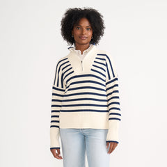 Women's Petite Drifter Cotton Quarter Zip Pullover Sweater