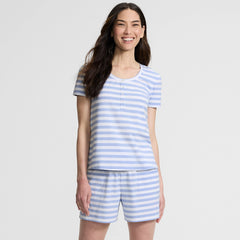Women's Knit 2 Piece Pajama Set - Short Sleeve Top and Shorts