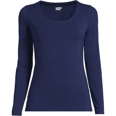 Women's Plus Size Lightweight Jersey Skimming Long Sleeve Scoop Neck T-shirt