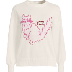 Womens Drifter Drop Shoulder Placed Jacquard Crew Neck Sweater