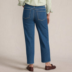 Women's Tall Soft Denim Mid Rise Relaxed Straight Crop Jeans