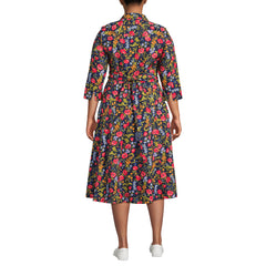 Women's Plus Size Poplin Midi Wrap Front Dress