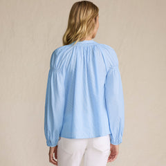 Women's Cotton Voile Long Sleeve Raglan Smocked Top