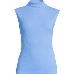 Women's Plus Size Cap Sleeve Drapey Rib Fitted Funnel Neck Tank