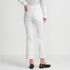 Women's High Rise Denim Button Front Kick Flare Crop Jeans