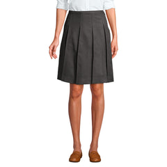 Women's Top of Knee Solid Box Pleat Skirt