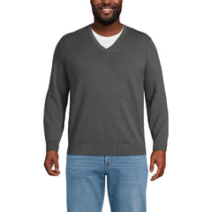 Men's Big and Tall Fine Gauge Cotton V Neck Sweater