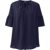 Women's Maternity Short Sleeve Tie Neck Crepe Blouse