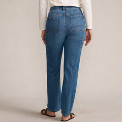 Women's Soft Denim High Rise Rail Straight Leg Utility Jeans