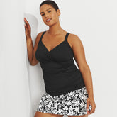 Women's Plus Size DDD-Cup Sweetheart Wrap Wirefree Tankini Top
