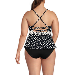 Women's Plus Size Lace-up Flutter Tankini Swimsuit Top