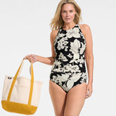 Women's Plus Size DD-Cup Tugless High Neck Strappy Back Tankini Top