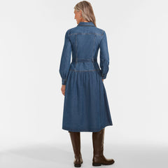 Women's Denim Button Front Midi Shirt Dress