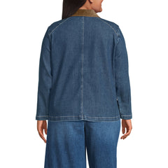 Women's Plus Size Corduroy Collared Denim Jacket