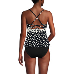 Women's D-Cup Lace-up Flutter Tankini Top
