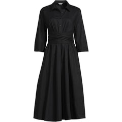 Women's Petite Poplin Midi Wrap Front Dress