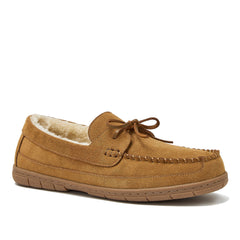 Men's Fuzzy Lined Lace Up Moccasin Slippers
