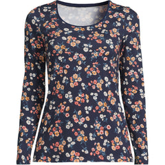 Women's Petite Lightweight Jersey Skimming Long Sleeve Scoop Neck T-shirt