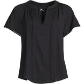 Women's Plus Size Slub Short Sleeve Notch Neck Top