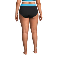 Women's Plus Size Chlorine Resistant Pocket High Waisted Bikini Swim Bottoms