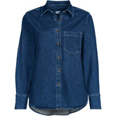 Women's Plus Size Soft Denim Twill Button Front Shirt