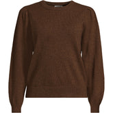 Women's Plus Size Cashmere Puff Sleeve Crew Neck Sweater