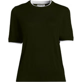 Women's Double Trim Cotton Crew Neck Tee Sweater