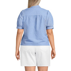 Women's Plus Size Seersucker Peter Pan Collar Shirt