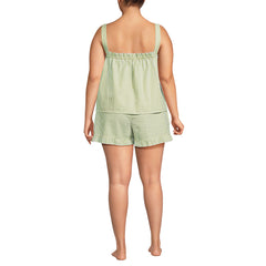 Women's Plus Size Seersucker 2 Piece Pajama Set - Tank and Shorts