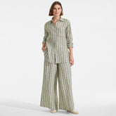 Women's Petite Linen High Rise Palazzo Pants - Set Bottom