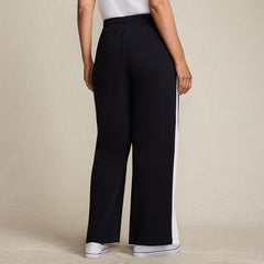 Women's Plus Size Sport Knit High Rise Relaxed Straight Leg Side Stripe Pants
