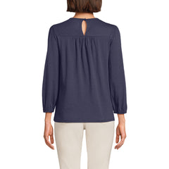Women's 3/4 Sleeve Eyelet Mix Flowy Top