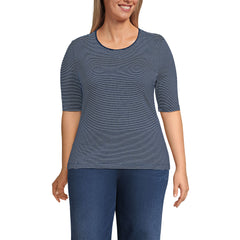 Women's Plus Size Lightweight Jersey Skimming Elbow Sleeve Crew Neck T-shirt