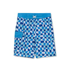 Boys Chlorine Resistant Stretch Printed Hydroliner Board Swim Trunks