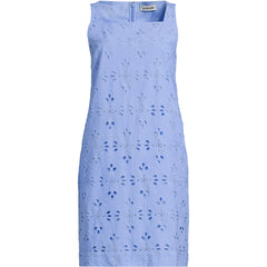 Women's Petite Sleeveless Eyelet Shift Above the Knee Dress