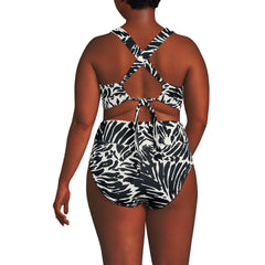 Women's Plus Size V-Neck Bikini and High Waisted Bottom Swimsuit Set
