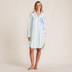 Women's Cotton Poplin Long Sleeve Sleepshirt Nightgown