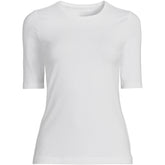 Women's Plus Size Lightweight Jersey Skimming Elbow Sleeve Crew Neck T-shirt