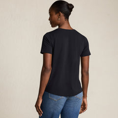 Women's Petite Short Sleeve Lightweight Jersey Gathered Shoulder T-Shirt