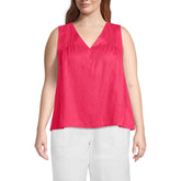 Women's Plus Size Linen V Neck Top