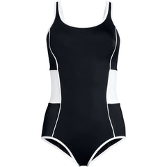 Women's Petite Tugless Scoop Neck Colorblock Low Leg One Piece