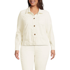 Women's Plus Size Corduroy Cropped Button Front Jacket
