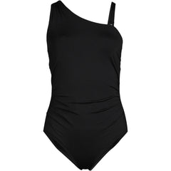 Women's Shirred One Shoulder One Piece Swimsuit