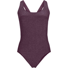 Women's Long Torso Tugless Shine X-Back One Piece Swimsuit