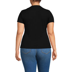 Women's Plus Size Drapey Rib Fitted Short Sleeve Mini T-Shirt